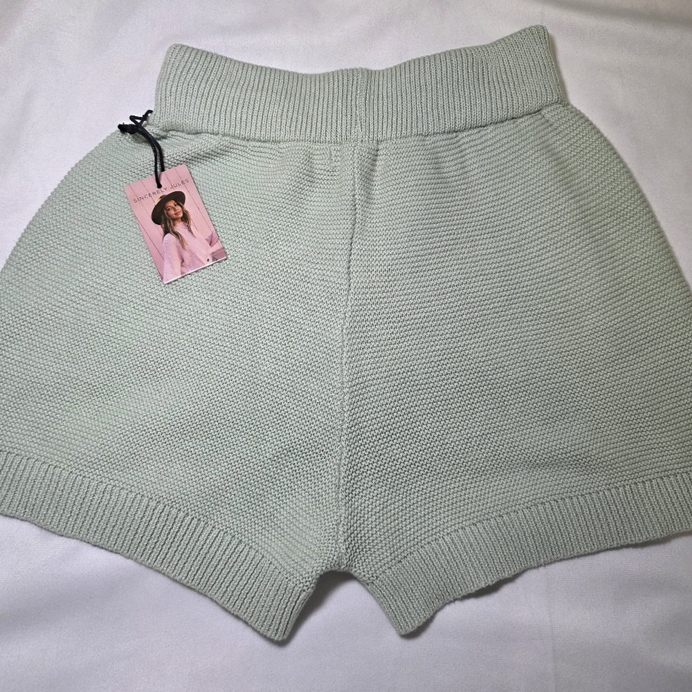 Sincerely Jules Waffle Knit 100% Cotton Lounge Shorts- Sz Sm Sage Green  NWT